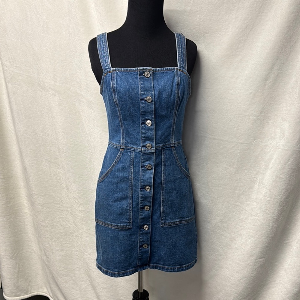 Abercrombie & Fitch Blue Denim Button-Front Mini Dress